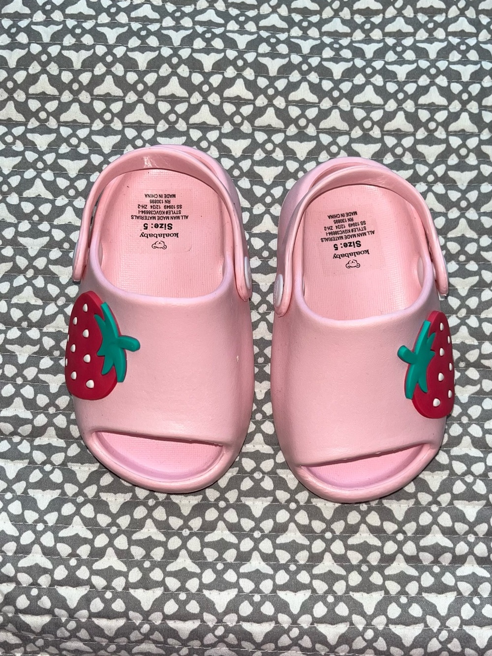 Girls Pink Strawberry Clog Sandals -Size 5